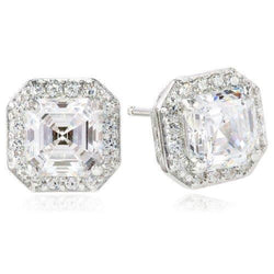2.44 karaat Halo Diamanten Oorknopjes Asscher en Ronde Echt Diamant