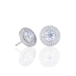 2.46 karaat Ronde Geslepen Echt Diamanten Dames Oorknopjes Halo Oorbellen