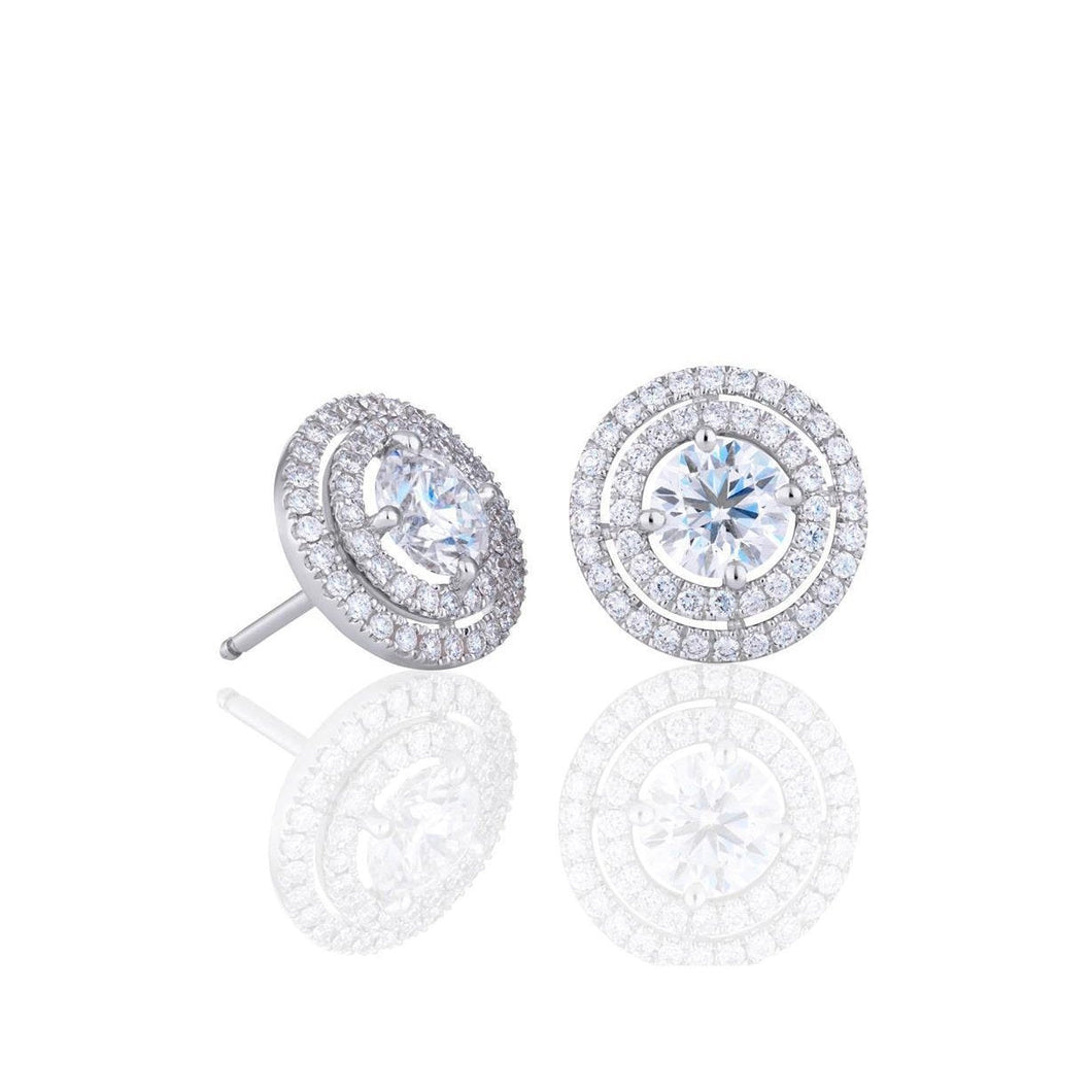 2.46 karaat Ronde Geslepen Echt Diamanten Dames Oorknopjes Halo Oorbellen