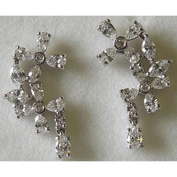 2.50 Karaat Peer & Ronde Echt Diamanten Kroonluchter Lady Earring Paar Dangle