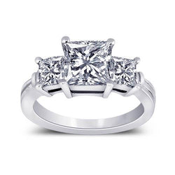 2.51 karaat Echte Prinses Diamanten Verlovingsring 3 Stenen Gouden Sieraden