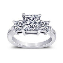 Afbeelding in Gallery-weergave laden, 2.51 karaat Echte Prinses Diamanten Verlovingsring 3 Stenen Gouden Sieraden
