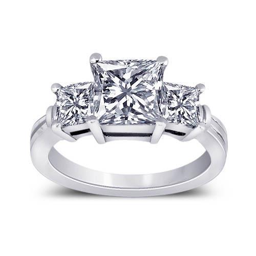 2.51 karaat Echte Prinses Diamanten Verlovingsring 3 Stenen Gouden Sieraden
