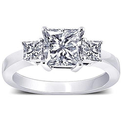 2.80 Karaat Drie Steen Princess Echte Natuurlijke uit de aarde gewonnen Diamanten Jubileumring Sieraden Nieuw