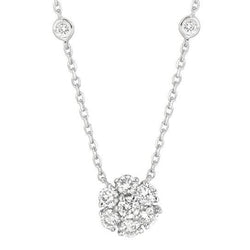 2.90 Karaat Echt Diamanten Bloem & Ring Ketting Hanger Wit Goud 14K