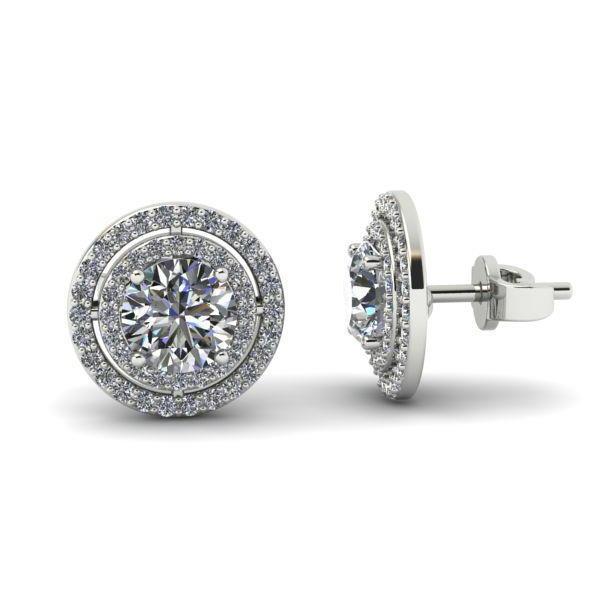2.96 Karaat Halo Ronde Geslepen Echt Diamanten Dames Oorknopjes Wit Goud