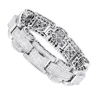 20 karaat pave set prinses geslepen diamanten heren armband wit goud 14k - harrychadent.nl