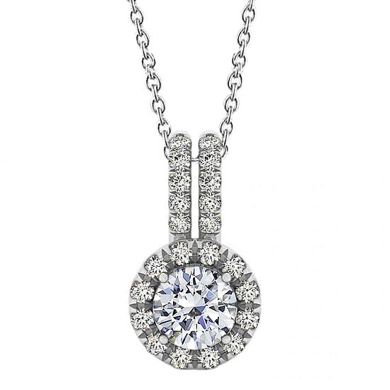 2,00 ct. Ronde Halo Halo Hanger Ketting Zonder Ketting Goud 14K - harrychadent.nl