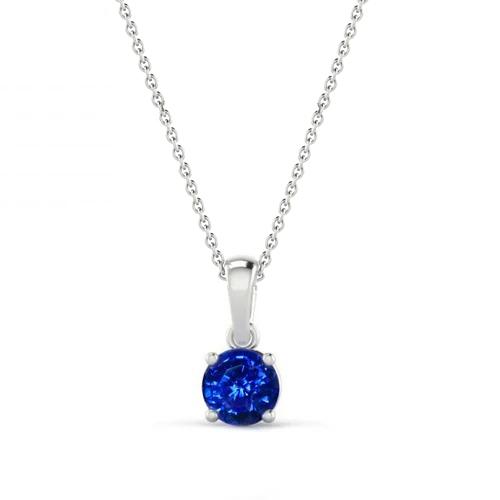 2,00 karaat ceylon saffier hanger ketting ketting wit goud 14k
