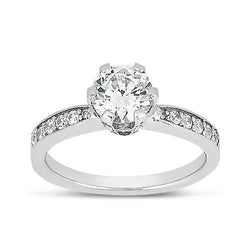 2,00 karaat ronde briljante diamanten ring met accenten wit goud 14K