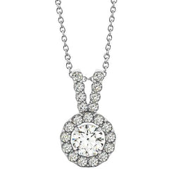 2,00 karaat ronde diamanten hanger ketting zonder ketting goud 14K