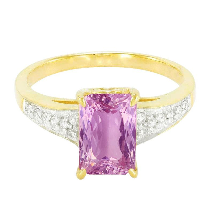 20,70 ct roze kunziet en diamanten ring tweekleurige 14K edelsteen - harrychadent.nl