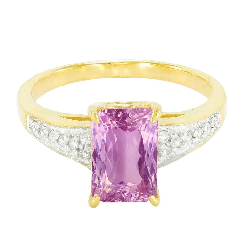 20,70 ct roze kunziet en diamanten ring tweekleurige 14K edelsteen - harrychadent.nl