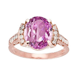 20,75 ct roségoud 14K roze kunziet met diamanten fijne ringjuwelen