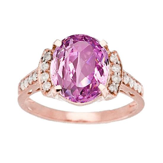 20,75 ct roségoud 14K roze kunziet met diamanten fijne ringjuwelen - harrychadent.nl