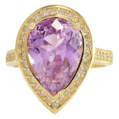 20,75 ct roze peer geslepen Kunziet diamanten trouwring 14K geel goud - harrychadent.nl
