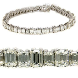 22.80 Ct Smaragdslijpsel Natuurlijke uit de aarde gewonnen Diamanten Tennisarmband Massief Witgouden Sieraden