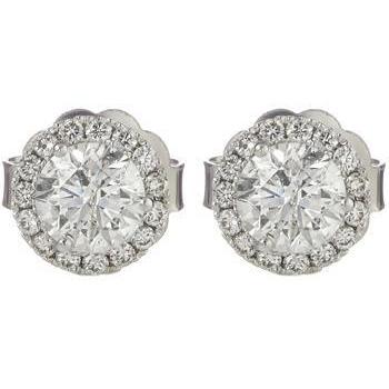 2,1 ct rond geslepen Halo diamanten oorknopjes 14k witgoud - harrychadent.nl