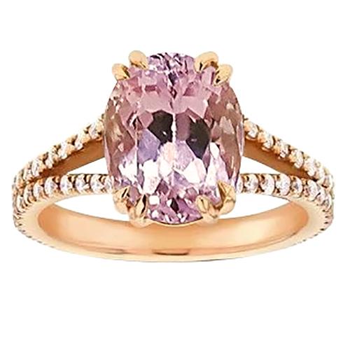 21 karaat ovaal geslepen roze kunziet met diamanten jubileumring - harrychadent.nl