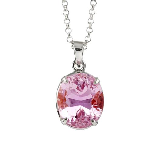 21 karaat ovale roze kunziet ketting hanger wit gouden sieraden Nieuw - harrychadent.nl