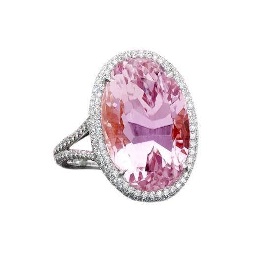 21 karaat roze kunziet en diamanten trouwring wit goud 14k - harrychadent.nl