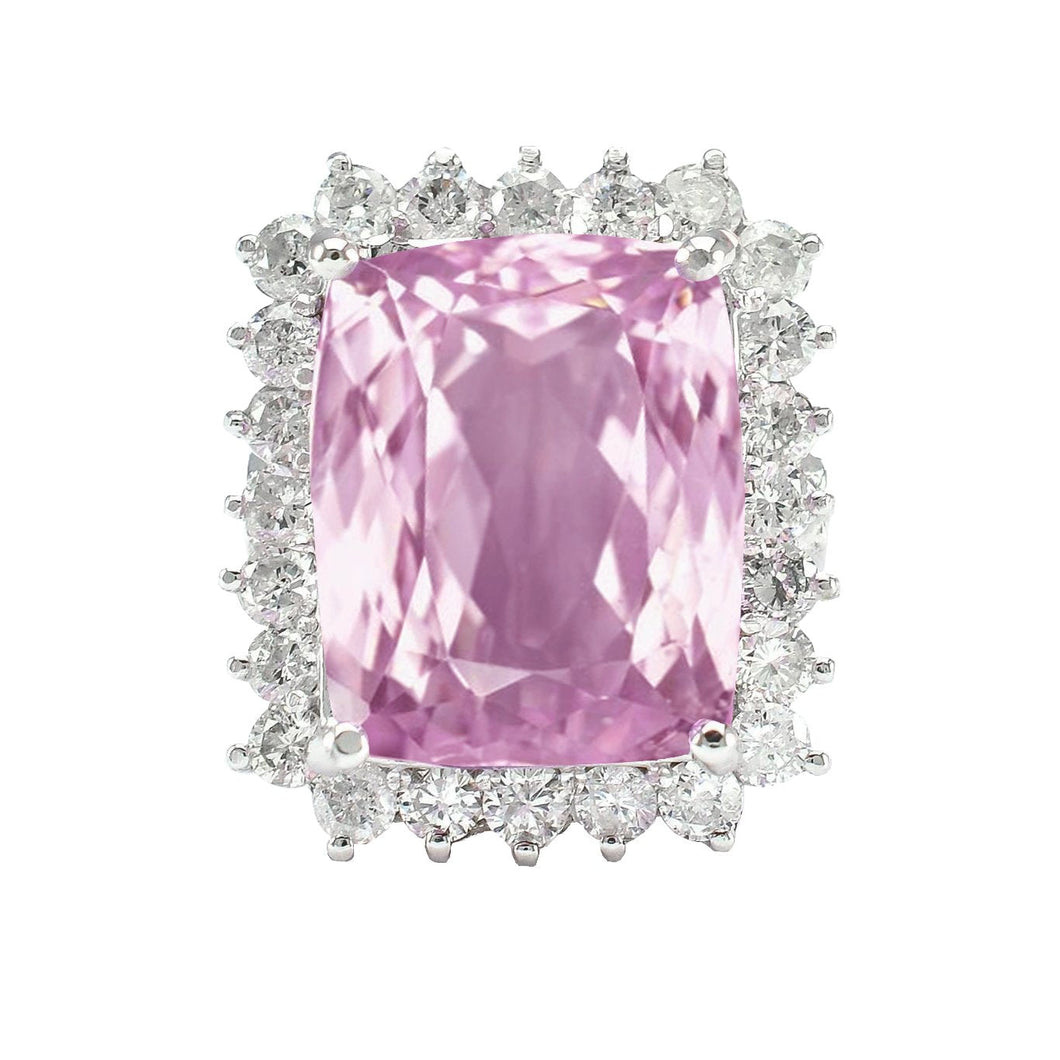 21 karaat roze kunziet met diamanten halo ring wit goud 14k - harrychadent.nl
