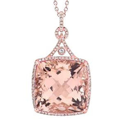 21,25 ct grote Morganite met ronde diamanten hanger goud Rose 14K