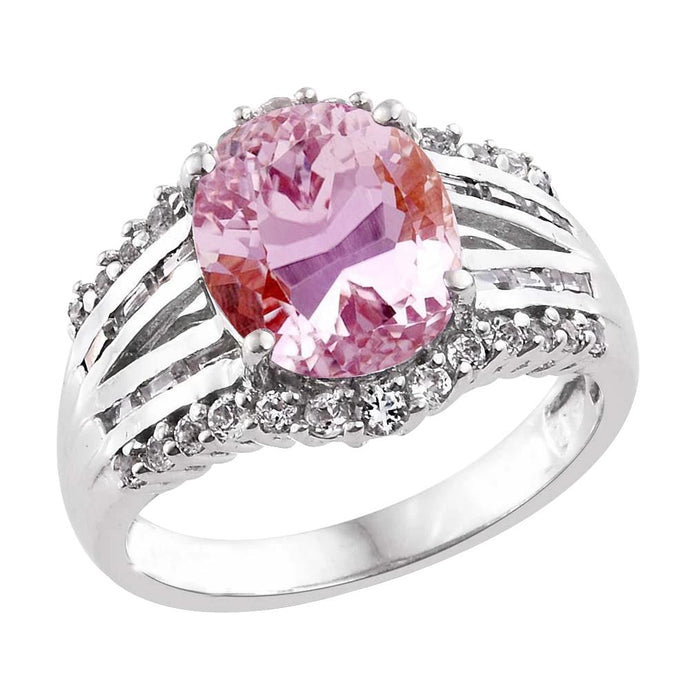 21,85 ct. Solitaire met accent Kunziet en diamanten ring witgoud - harrychadent.nl