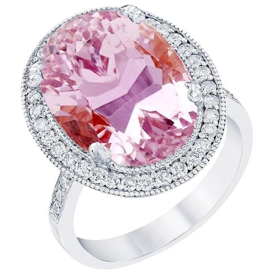 22,34 ct roze kunziet en diamanten ring wit goud 14k - harrychadent.nl