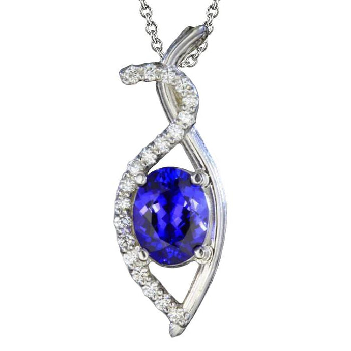 2,25 ct tanzaniet en diamanten hanger ketting wit goud 14k