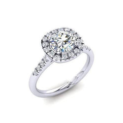 2,25 karaat Halo ronde diamanten ring wit goud 14K