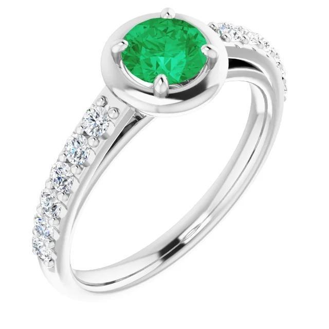 2,25 karaat groene smaragd en diamanten ring wit goud 14k