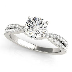 2.25 Karaat Ronde Natuurlijke uit de aarde gewonnen Diamanten Solitaire met Accenten Ring Witgoud 14K