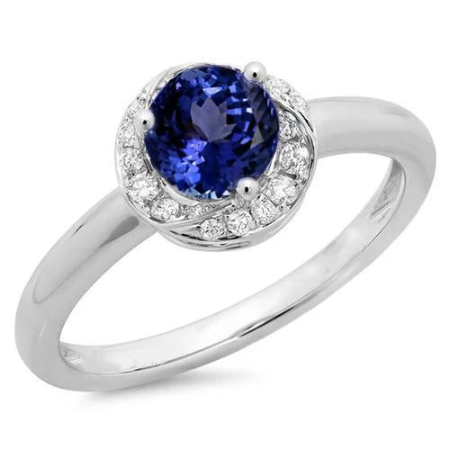 2,25 karaats ronde centrum Tanzanite fancy diamanten ring Nieuw - harrychadent.nl