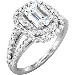 2,26 karaat Emerald Center Diamond Halo Ring massief wit goud 14K