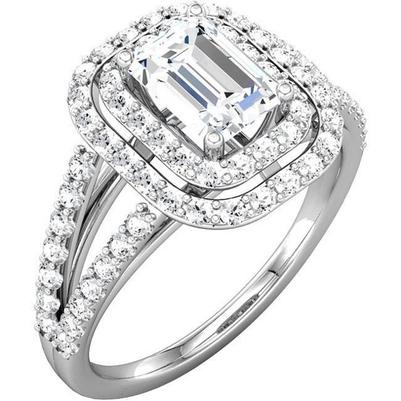 2,26 karaat Emerald Center Diamond Halo Ring massief wit goud 14K - harrychadent.nl