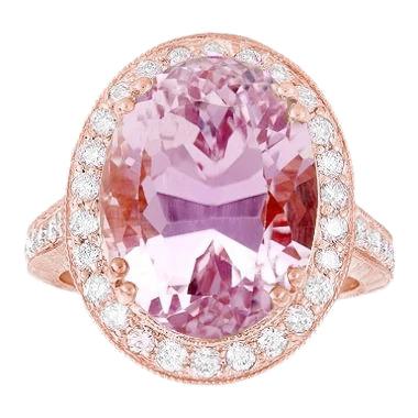 22.50 karaat roze kunziet met diamanten ring nieuw roségoud 14k - harrychadent.nl