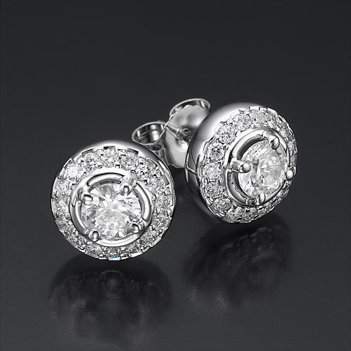 2,32 karaat prachtige ronde geslepen diamanten lady studs halo-oorbellen