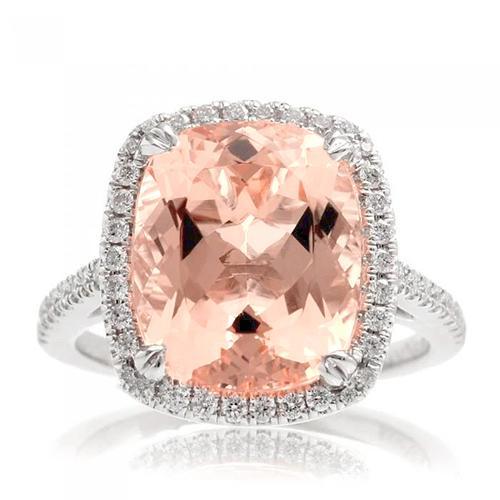 23.05 ct grote Morganite met diamanten trouwring goud wit 14k - harrychadent.nl