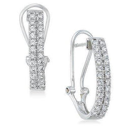 2,4 ct rond geslepen sprankelende diamanten hoepeloorring 14K witgoud