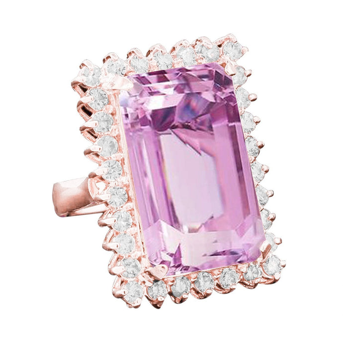 24-karaats kunzite met diamanten ringtandenset rosé goud 14K - harrychadent.nl