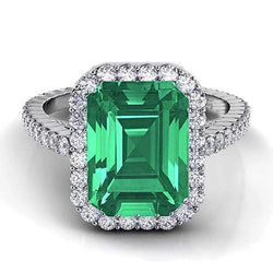 24 Karaat Groene Smaragd GIA En Natuurlijke uit de aarde gewonnen Diamanten Trouwring Witgouden Sieraden