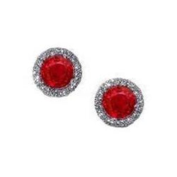 2,44 ct Red Ruby Diamond Stud Halo Earring Witgoud 14K