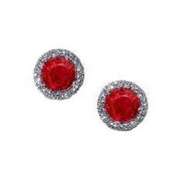 2,44 ct Red Ruby Diamond Stud Halo Earring Witgoud 14K - harrychadent.nl