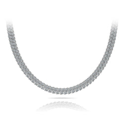 24 Karaat Prong Gezet Rond Natuurlijk Diamant Diamant Dambord Tennis Collier Witgoud 14K