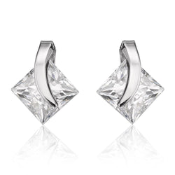 2,5 ct Princess Cut Diamond Stud Earring 14K witgoud