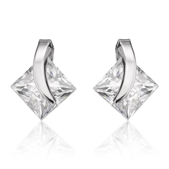 2,5 ct Princess Cut Diamond Stud Earring 14K witgoud - harrychadent.nl