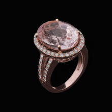 Afbeelding in Gallery-weergave laden, 25 ct griffen set Kunziet en diamanten trouwring goud Rose 14K - harrychadent.nl
