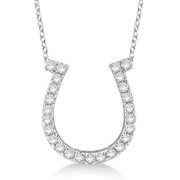 2,5 ct ronde geslepen diamanten hoefijzer hanger ketting 14K witgoud - harrychadent.nl