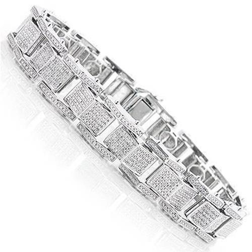 25 karaat diamanten heren armband sieraden massief wit 14K goud - harrychadent.nl